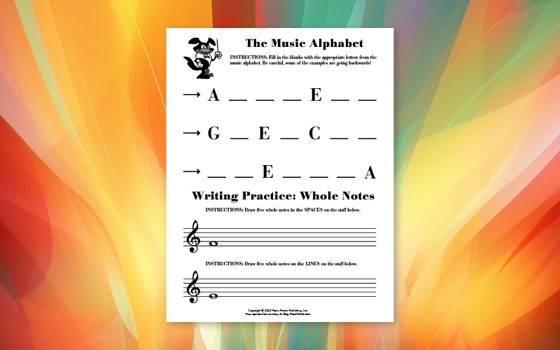Free Theory Worksheet: The Music Alphabet
