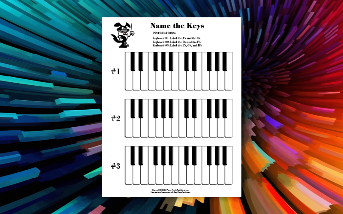 Free Theory Worksheet: Name the Keys